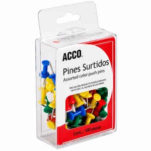 Chinchetas ACCO P1167, cabeza de plástico, caja con 100 piezas
